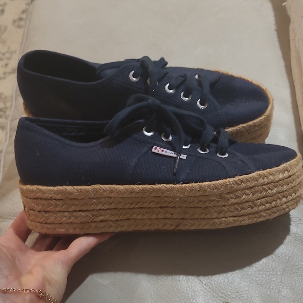 Revolve Platform Superga Espadrilles Navy